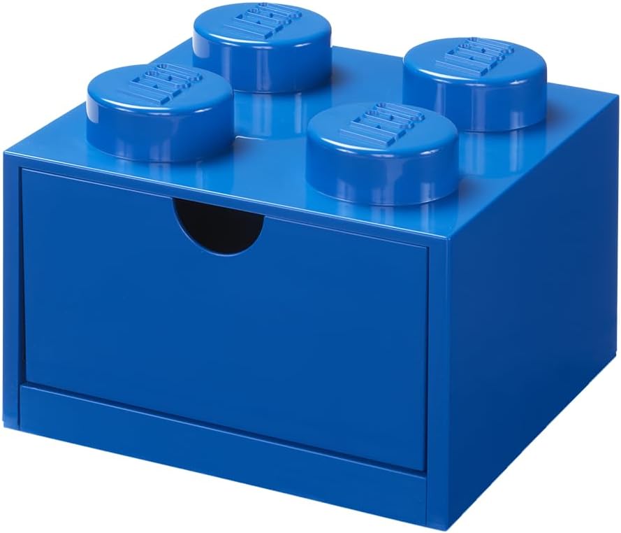 LEGO Stackable Desk Drawer RED with 8 Knobs - Plastic Storage Box for LEGO, Toys, Desk Drawers, Office Supplies, and Stackable Storage, Home Decoration