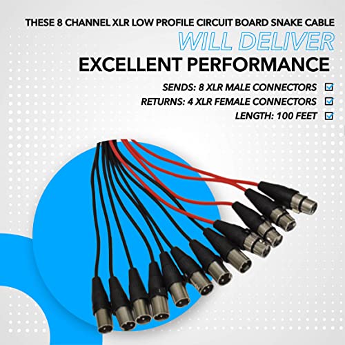 Seismic Audio Speakers 12 Channel Low Profile XLR Send Circuit Board Snake Cable, XLR Splitter Cable, 100 Feet