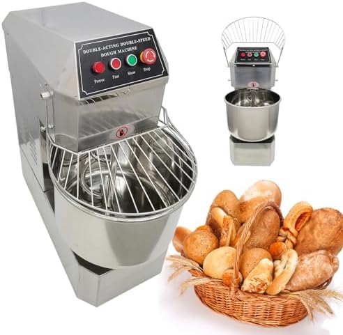 INTBUYING 30 QT Stand Dough Mixer 7.5 Gallon Double Action Spiral Stand Mixer with Double-Speed