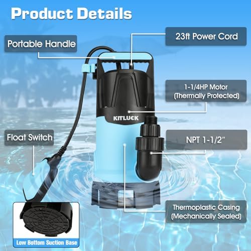 Water Transfer Garden Pump, 1.6 HP 1000GPH Portable Electric Shallow Well Jet Pump, Stainless Steel Sprinkler Pressure Booster Pump for Pool Draining, Lawn Fountain, Irrigation, Water Removal