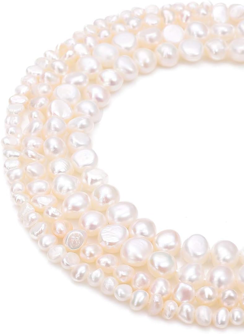 BEADIA Natural Pearl Beads Side Hole 7-8mm Purple Freshwater Cultured Loose Gemstone Beads for DIY Jewelry Making 13.8''/Strand
