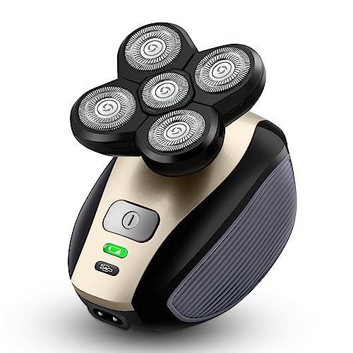 Bald Shavers for Men - Telfun Upgrade 5-in-1 Electric Head Shavers for Bald Men, 100% Waterproof Cordless Razor, Wet/Dry Shaving, 5 Dual Track Heads
