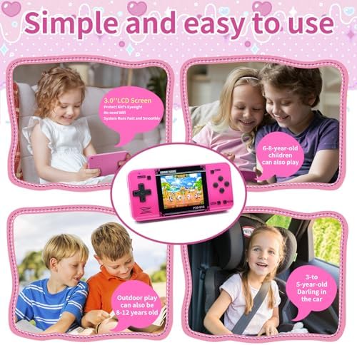 Handheld Game for Kids -Preloaded 220 Retro Video Games, Portable Gaming Player with Rechargeable Battery 3.0" LCD Screen, Mini Arcade Electronic Toy Gifts for Boys Girls (Blue)