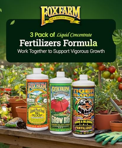 FoxFarm Soil Liquid Trio Pack - Big Bloom, Grow Big, Tiger Bloom Fertilizers Supports Vigorous Plant Growth, Bud Development & Abundant Fruit - Complete Liquid Plant Food Set - 3 Pint Bottles