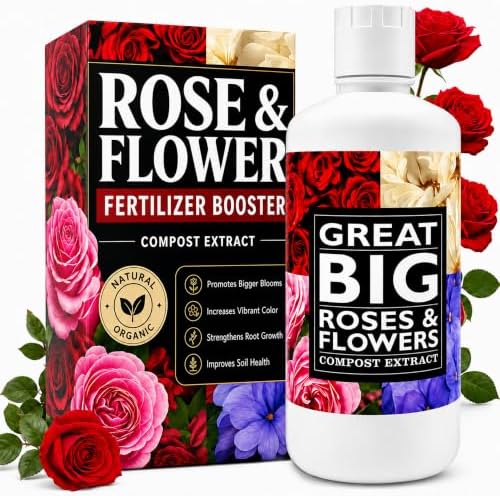 Great Big Roses Fertilizer Booster for Rose & Flower Gardens, 32 Ounce | Organic; For Roses, Flowers, Hydrangeas & Flowering Shrubs; Mix 4 oz per gal water; More Blossoms & Better Root Uptake