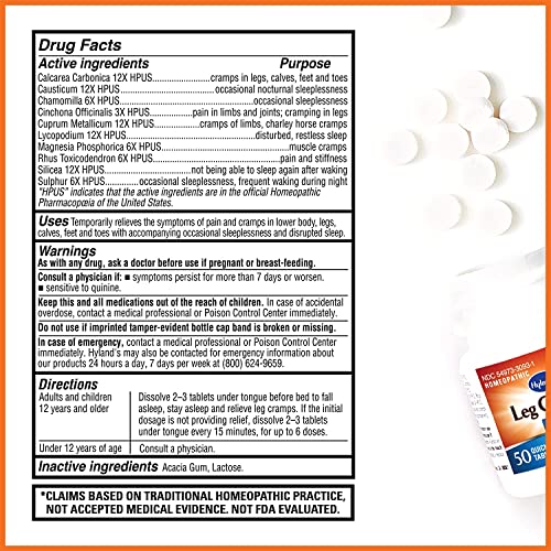 Hyland's Leg Cramps PM With Quinine Tablets 50 ea ( Pack of 6)