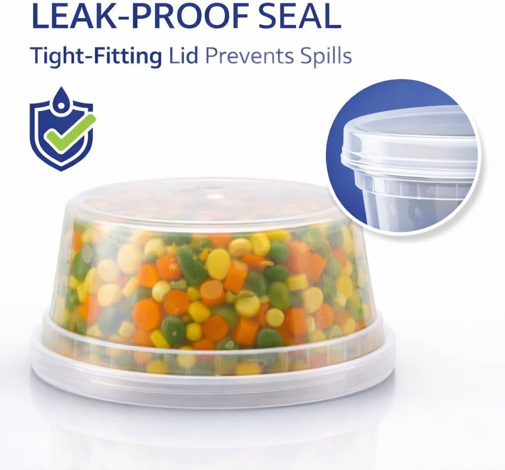 32 oz [20-Pack] Microwavable Plastic Deli Food Storage Containers with Lids