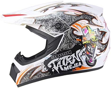 Motocross Helmet ATV Dirt Bike Helmets Off-Road Helmet with Gloves Goggles for Unisex Adult Youth DOT/FMVSS 218 Approved (Medium, Black)