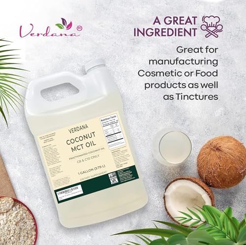 Verdana MCT Oil, Fractionated, 100% from Coconut - 1 Gallon - Kosher Food Grade, Vegan, Non-GMO - Great for Keto and Paleo Diet (128 Fl Oz)