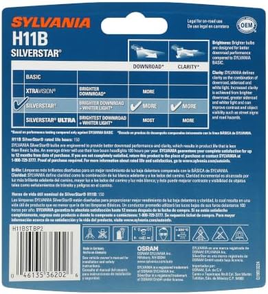SYLVANIA - H11B SilverStar - High Performance Halogen Headlight Bulb, High Beam, Low Beam and Fog Replacement Bulb