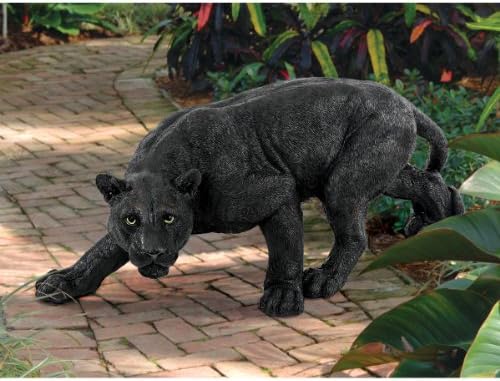 Design Toscano Shadowed Predator Black Panther Garden Statue, Medium 26 Inch, Polyresin, Black