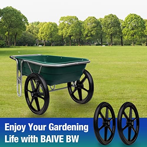 20" Flat Free Wheelbarrow Tires with 4Pcs 5/8" Bearing, Pu Flat Free Wheels Compatible with 2.44" Centered Hub for rubber-maid Garden Carts