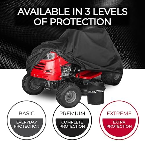 600D Riding Lawn Mower Cover - Up to 54 in Deck, Black - Waterproof Protection for Zero Turn Mower - UV & Dust Shield for Lawn Tractor - Compact Storage for Tractor Accessories