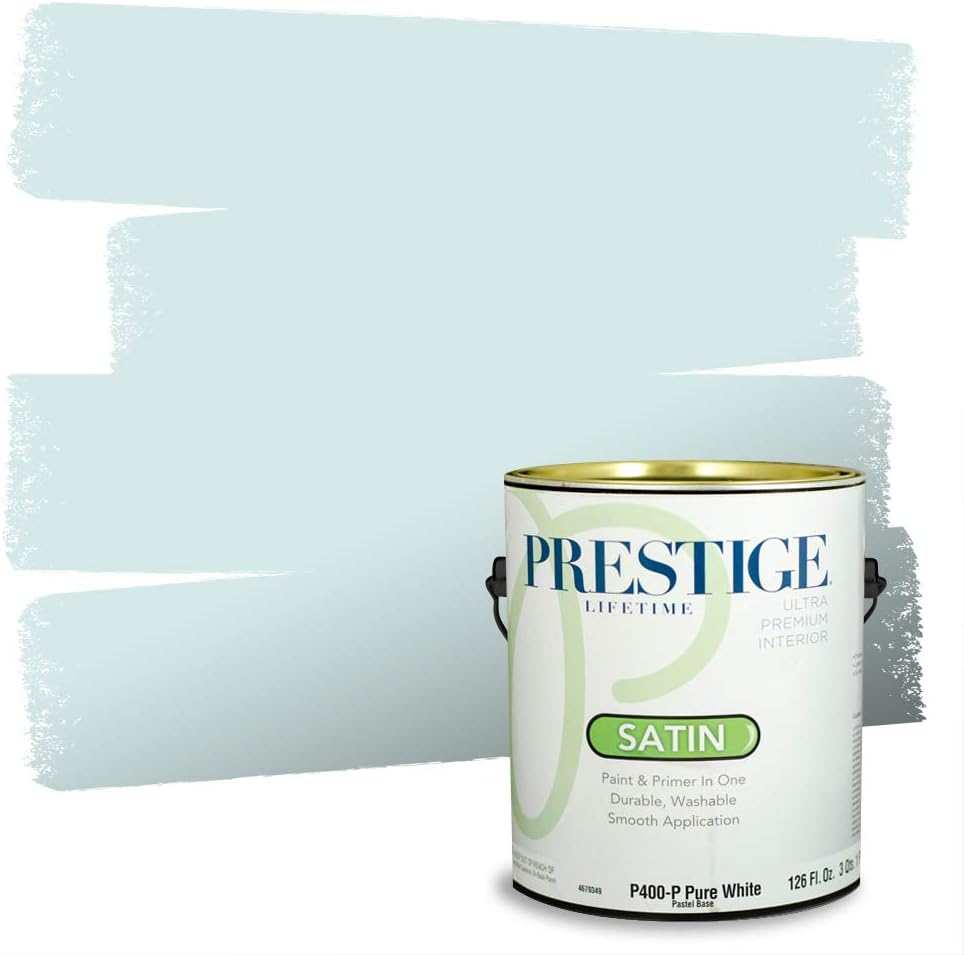 PRESTIGE Paints Exterior Paint and Primer In One, 1-Gallon, Satin, Comparable Match of Sherwin Williams* Blue Nile*