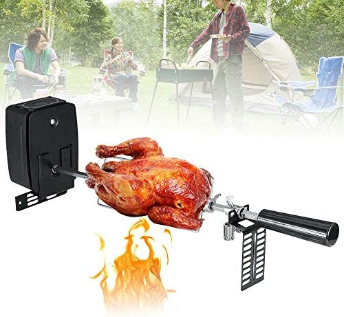 Electric BBQ Rotisserie Spit Roaster Charcoal Motor Rod Kit with Meat Forks