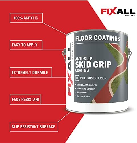 FIXALL Skid Grip Anti-Slip Coating, 1 Gallon, Crimson, Exceeds ADA Standards, Ideal for Safety Areas, Slip-Resistant Pavement, Cement & Concrete Paint