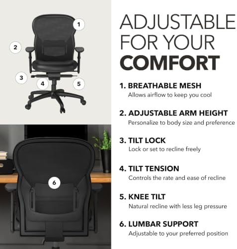 HON Wave Ergonomic Office Chair, Lumbar Support, Desk Chair, Black | High back ergonomic office desk chair with lumbar support, adjustable arms, office decor, advanced tilt for comfort