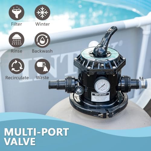 XtremepowerUS 13" Sand Filter Pump System for Above Ground Swimming Pool Self-Priming Pool Pump Multi-Port Valve, Strainer Basket 2, 400 GPH, Up to 10