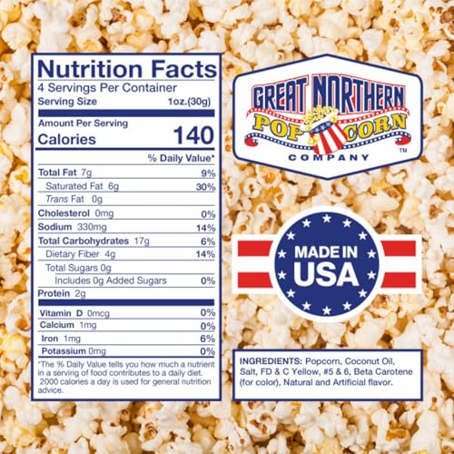 Movie Theater Style 40-Count Popcorn Packs - Pre-Measured 8-Ounce All-in-One Kernel, Salt, Oil Packets for Popping Machines by Great Northern Popcorn | All-in-One Pre-Measured Kernels, Butter Flavored Salt, and Coconut Oil Packets for 8oz Kettle - Movie…