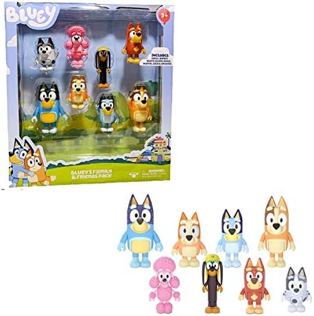 Bluey Family and Friends Figure 8-Pack: Articulated 2.5 Inch Action Figures, Bluey, Bingo, Bandit (Dad), Chilli (Mum), Coco, Snickers