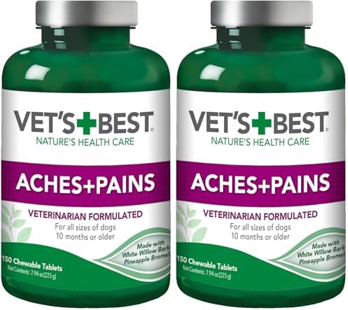 Vet's Best Dog Pain Relief Supplement, Dog Aspirin Alternative, 150 ct | Natural Joint Support Tablets, Helps Relieve Occasional Aches & Discomfort, Supports Mobility & Hip Health for Dogs