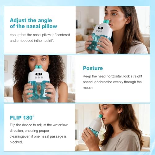 Nasal Irrigation System Electric Nasal Irrigator Smart Display Nasal Sinus Rinse Machine | Dual Water Tanks 9 Suction & Water Flow Modes