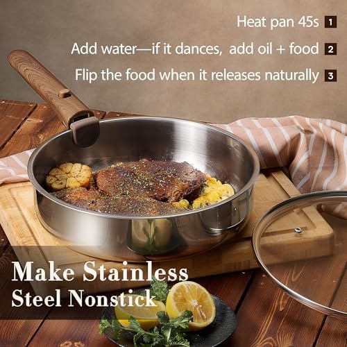 CAROTE 19pcs Tri-Ply Stainless Steel Cookware Set with Detachable Handle | Pots and Pans Set, Even Heating, Non-Toxic, Induction Compatible