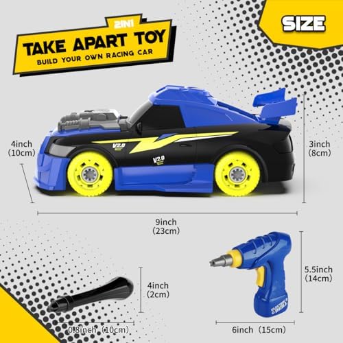 GILOBABY Take Apart Toys for Boys, STEM Building Set with Electric Drill | 26PCS Take Apart Toy, Kid-Safe Electric Drill, Dynamic Lights & Sounds