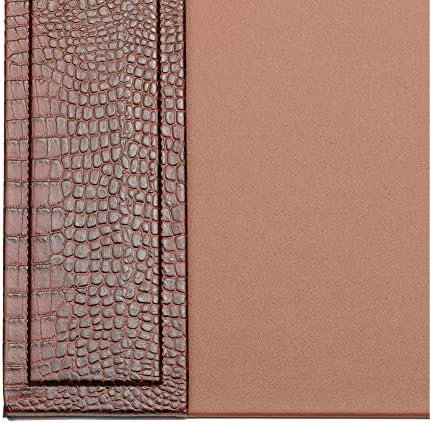 DACASSO Crocodile Embossed Leather Desk Pad with Side Rails - Luxury Leather Desk Blotter for Writing - Padded Executive Desk Surface Protector