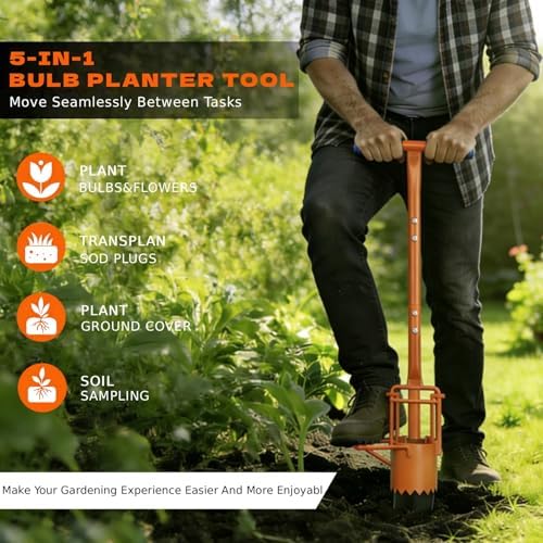 glorousamc Bulb Planter, Weeder, Sod Plugger, Flower Planting