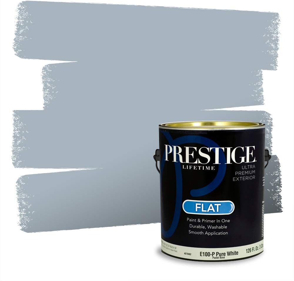 PRESTIGE Paints Exterior Paint and Primer In One, 1-Gallon, Semi-Gloss, Comparable Match of Behr* Intercoastal Gray*