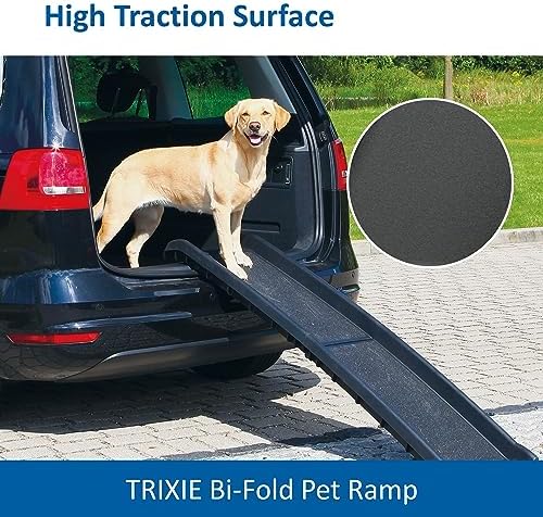 Trixie Folding Pet Ramp, Black | Folding Dog Ramp with High Traction Surface, Ideal for Cars and SUVs, Foldable, Easy to Store and Clean