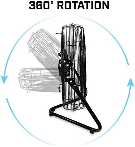 B-Air Firtana 20" High Velocity Electric Garage Floor Fan for Industrial and Home Use with 3-Speeds and Tilt Adjustable Fan Head, SAFF-20, Black