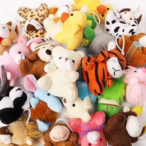 Juegoal 26 Pack Christmas Mini Animal Plush Toy Set, Cute Small Stuffed Animal Keychain Set, Goodie Bag Fillers, Carnival Prizes for Kids