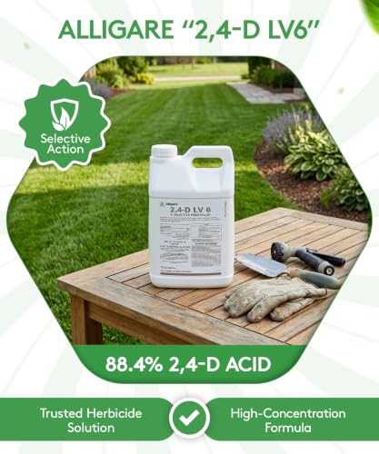 ALLIGARE 2,4-D Amine Weed Killer Concentrate - Post-Emergent Herbicide to Control Pigweed, Thistle, Ragweed, & More - 47.2% Active Ingredient - for Lawns, Pastures, Aquatic Sites & Crops - 2.5 Gallon