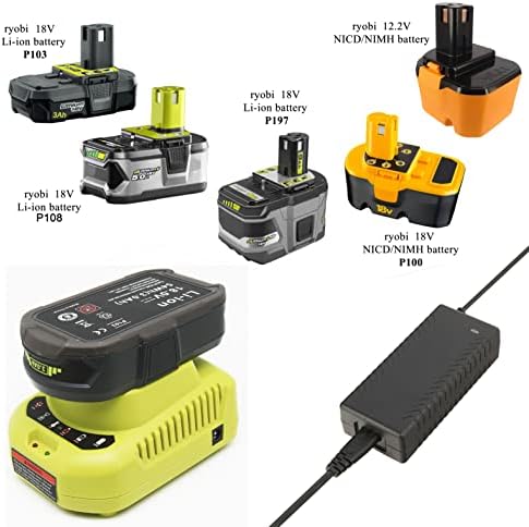 18V Battery and Charger Combo for Ryobi 18 Volt Cordless Tools Battery and P118B Charger, 18V Battery Capacity Output 5.0Ah