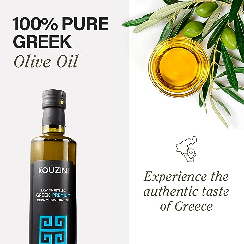 Kouzini Triple Olive Oil Bundle, Premium Greek, Organic, and Raw Unfiltered Extra Virgin Olive Oil, For Kitchen, Grill, Salad Dressings, 500ml Bottles