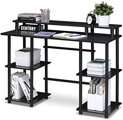 Furinno Turn-N-Tube Computer Desk, French Oak Grey/Black