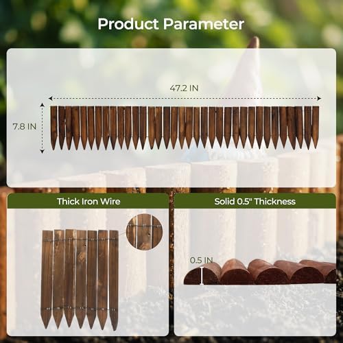 WORTH Wooden Edging for Landscaping, Flexible Garden Lawn Border 8" x 42"