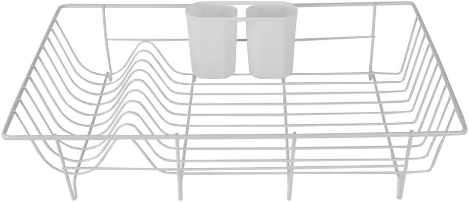 Home Basics 3 Piece Vinyl Coated Steel Dish Drainer, White