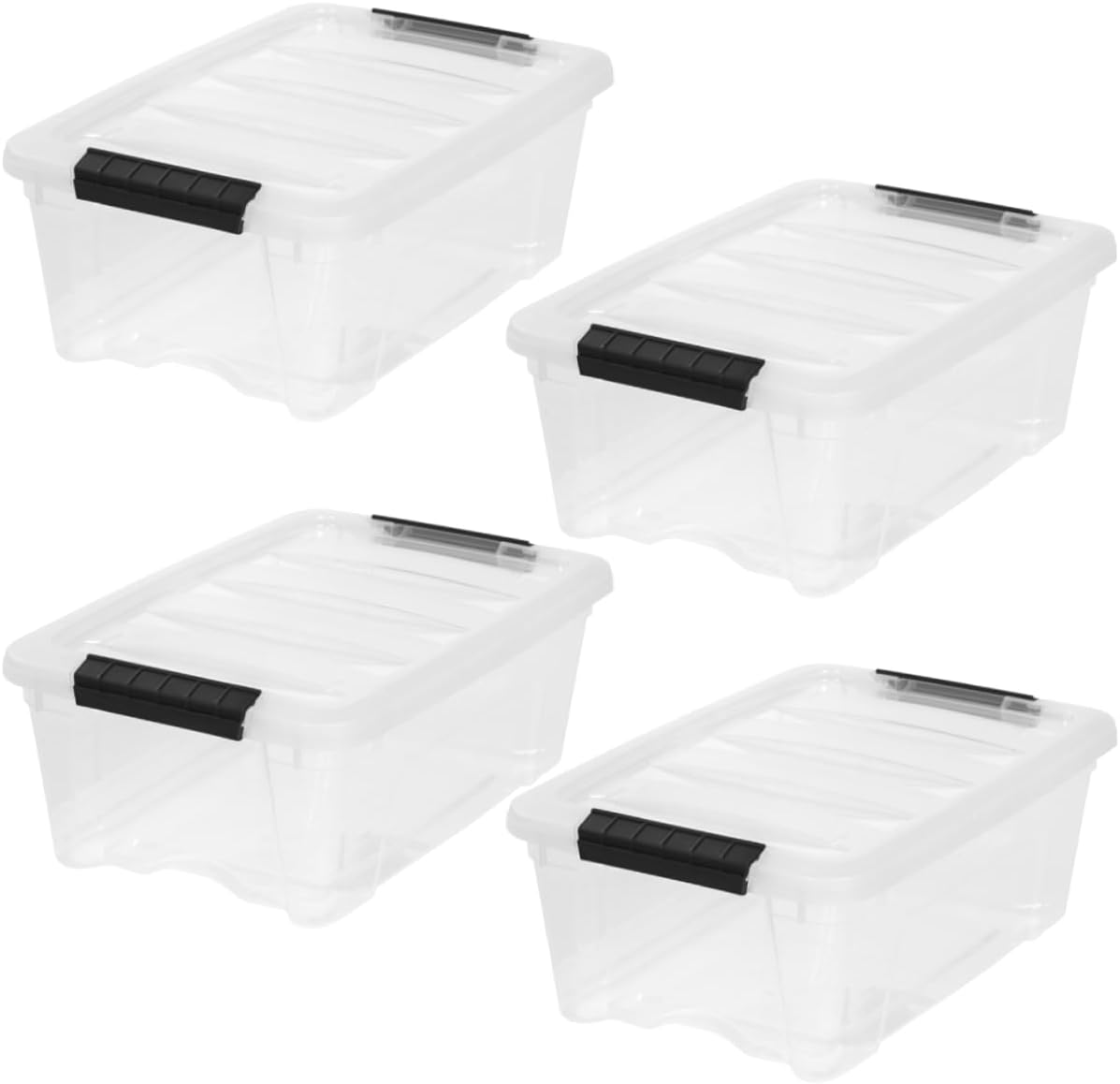 IRIS USA 6-Pack 54 Quart Storage Bins with Lids, Clear | Transparent design makes contents easy to find. Perfect for moving, blankets, clothing, and garage storage. Nestable design
