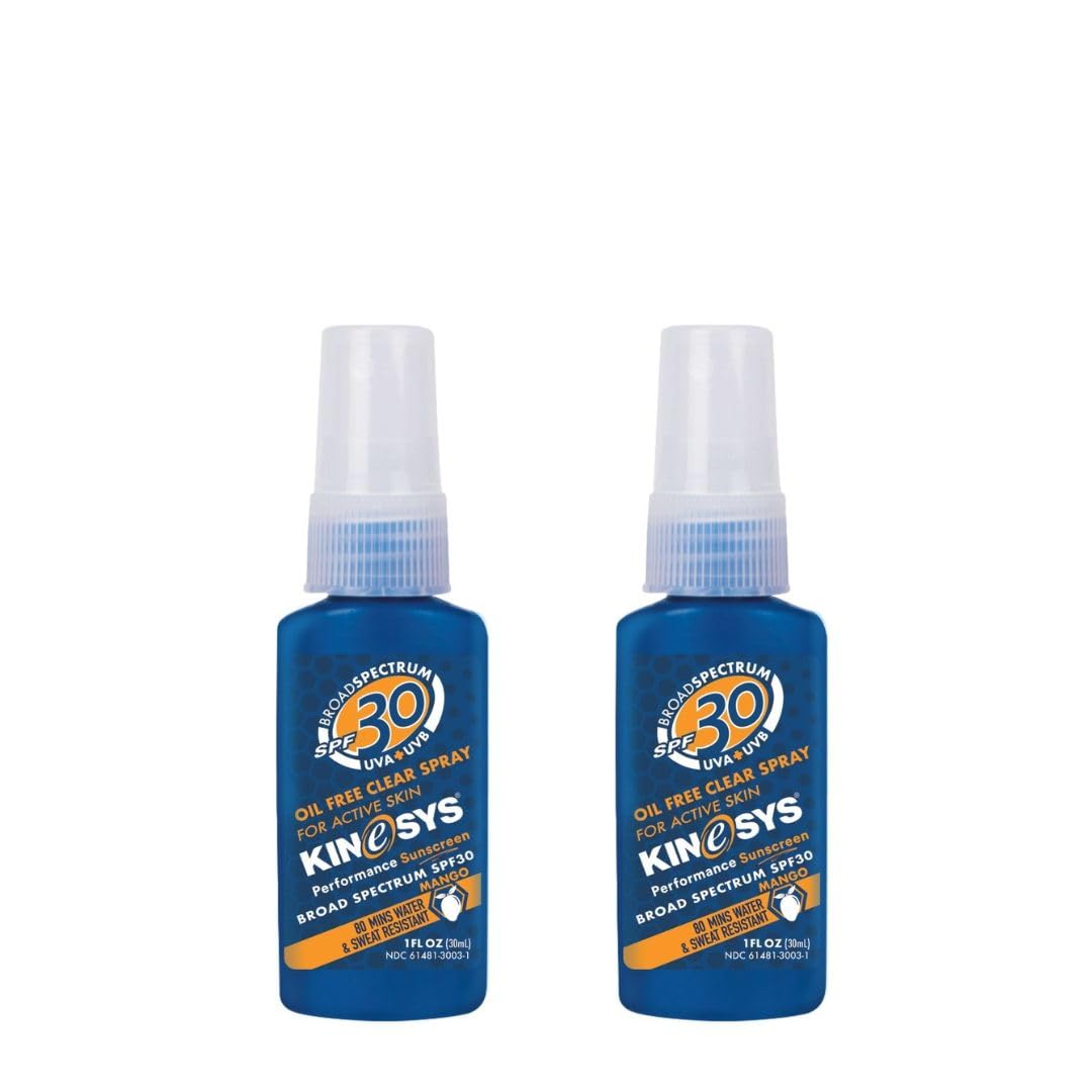 KINeSYS Fragrance Free Clear Spray Sunscreen for sensitive skin, SPF 50, Hypoallergenic, Broad Spectrum UVA/UVB protection for Face & Body; PABA and Oxybenzone FREE, 700+ Sprays, 4 Fl Oz/120 mL