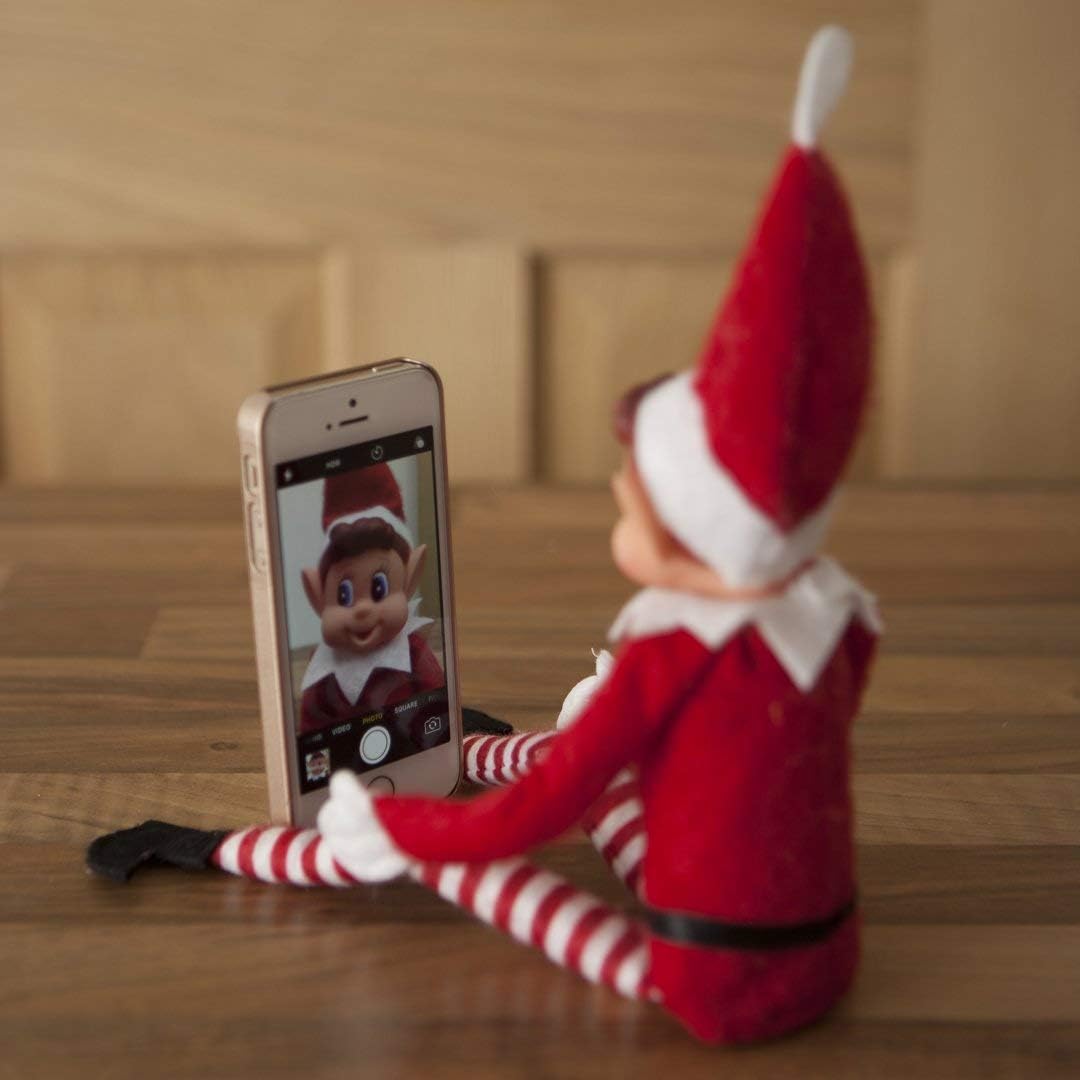 Glow Set of 2 Naughty Little Xmas Elves - Playful Elf Figure with Soft Body, Vinyl Face, Hook and Loop Grip Elves Behavin’ Badly Christmas Family Elfie Elvie Toy Boy Girl
