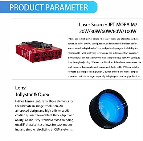 US Stock 60W JPT MOPA M7 Fiber Laser Marking Machine Fiber Laser Engraver Laser Marker 175×175mm with 80mm Rotary Axis Compatible with Lightburn