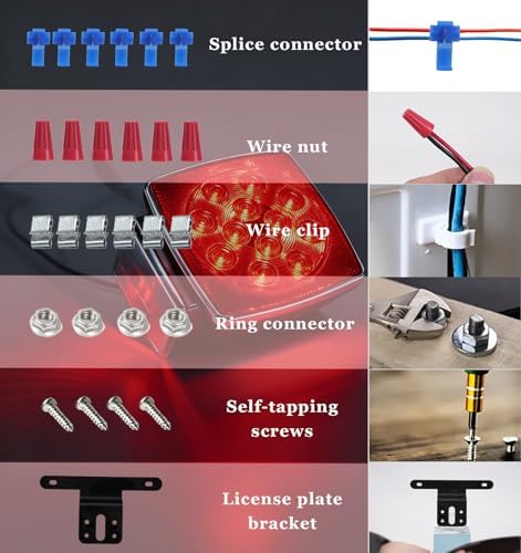 LED Trailer Light Kit, Super Bright Submersible Brake Stop Turn Tail License Lights for Under 80" Camper Truck RV Boat Snowmobile, IP68 Waterproof
