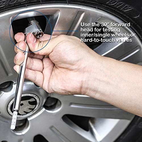 CZC AUTO Pencil Tire Pressure Gauge, Dual Head, 10-120PSI, Silver, 2 Pack