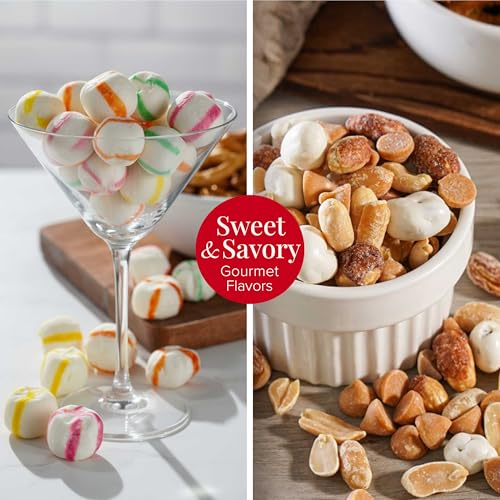 Broadway Basketeers Fun Filled Birthday Gift Basket, Savory Snacks & Sweet | Happy birthday snack boxes with cookies, popcorn, and candy for women, mom, sister, and coworkers.