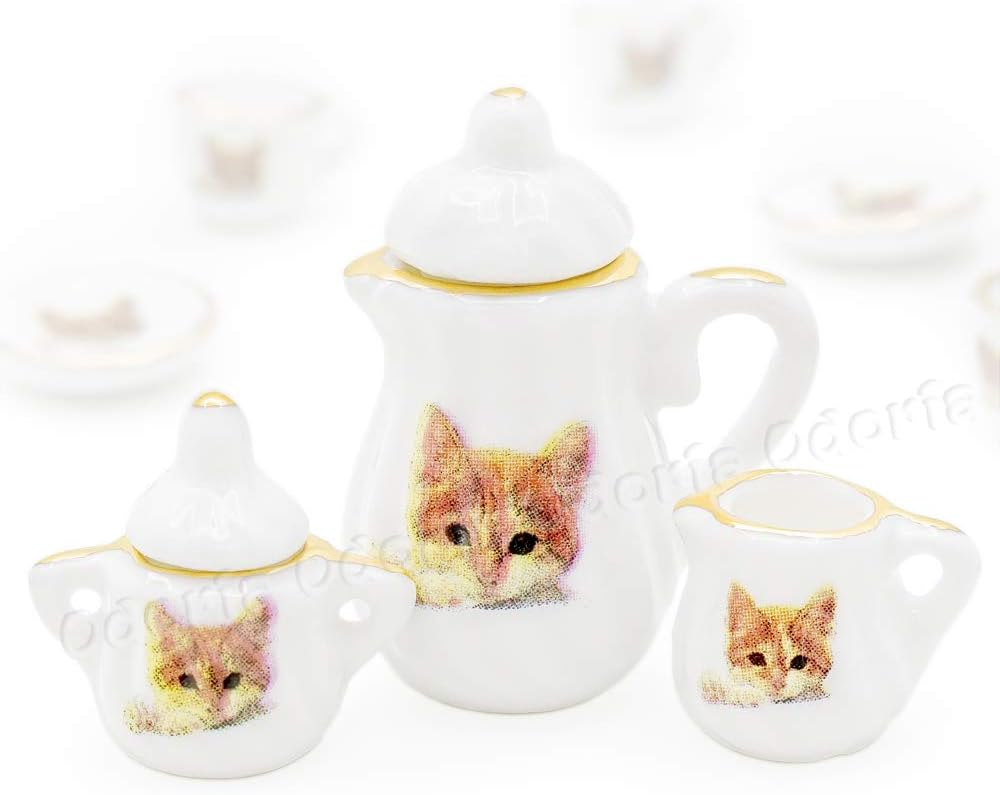 Odoria 1/12 Miniature Porcelain Tea Set 15Pcs Dollhouse Decoration Accessories, Grapes