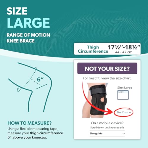 BraceAbility Torn Meniscus ROM Knee Brace - Hinged Post Surgery Support with Flexion Extension Control for Hyperextension and Locking Treatment, Ligament PCL or ACL Tears, Osteoarthritis Relief (XL)