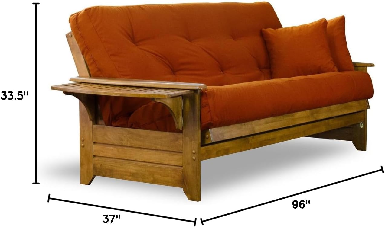 Brentwood Tray Arm Full Size Wood Futon Frame - Heritage Finish